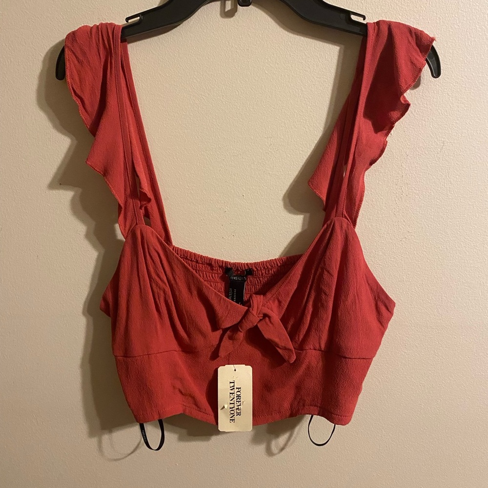 New NWT Forever 21 Cayenne Red Womens Woven Halter Top Size Medium